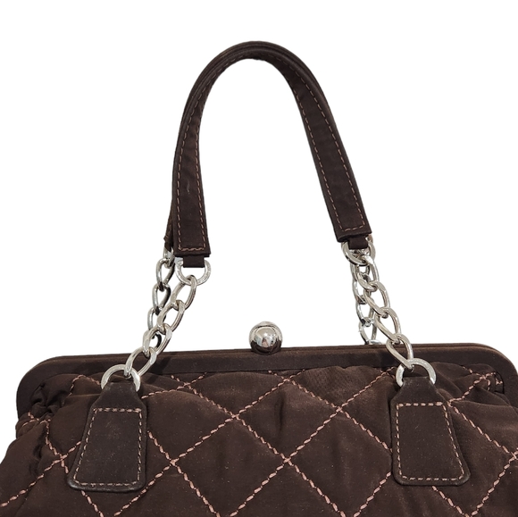 Vera Bradley Brown Quilted Floral Lining  Handbag Purse With Match Wristlet - Picture 4 of 14